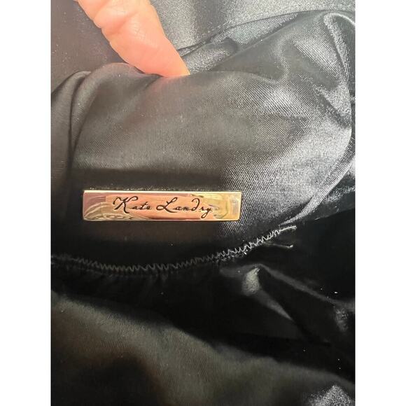 KATE LANDRY Black Clutch Quilted Vtg Purse Evening Folder Bag With Rhinestone - Picture 16 of 16